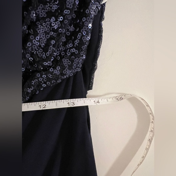 Lauren Ralph Lauren navy knee length evening dress w sequin collar details SZ 14 - Picture 6 of 6